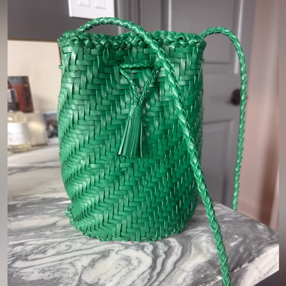Dragon Diffusion Handbags - Dragon Diffusion Green Woven Bucket Crossbody